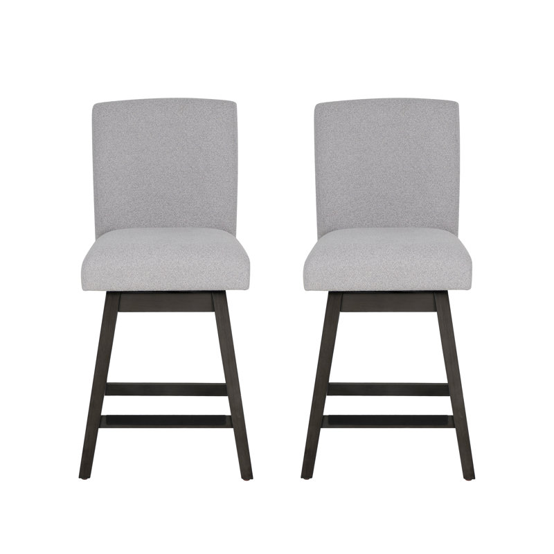 Cyrus Swivel Upholstered Stool, Counter Stool (26" Seat Height), Gray Seat/Black Frame