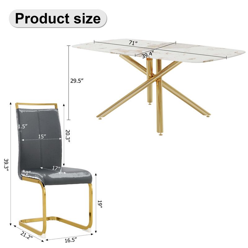 Ensemble de salle à manger rectangulaire L 39,4 po x l 71,0 po Janinda