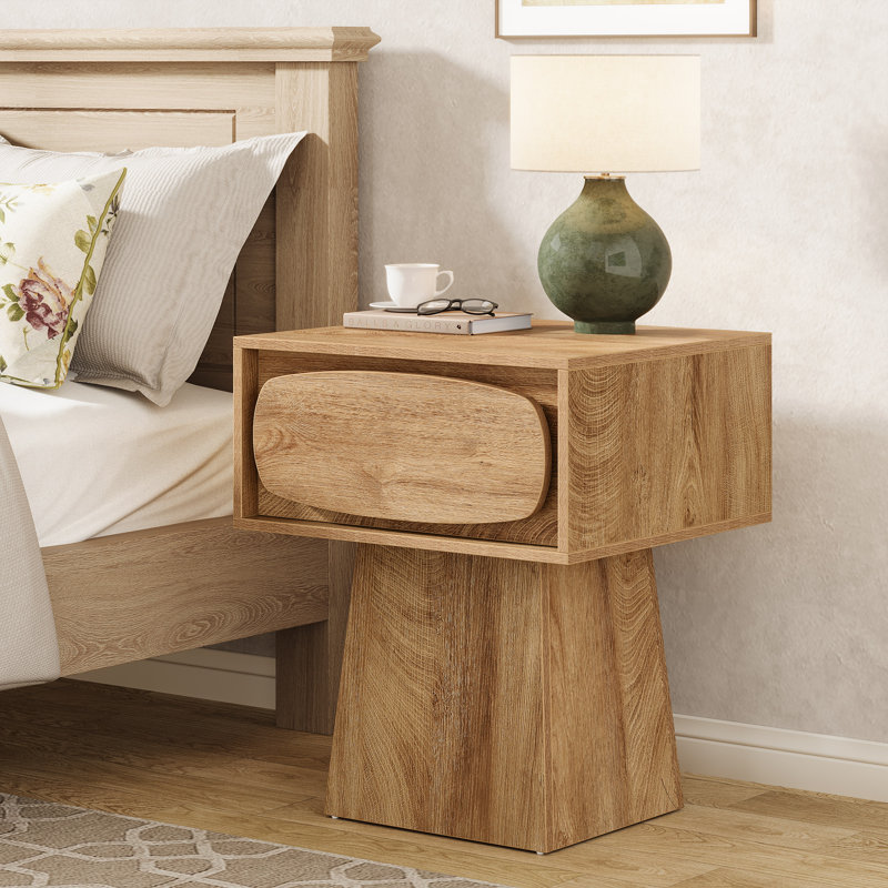 Nightstand Bed Side Table With Drawer, Set of 2, Brown