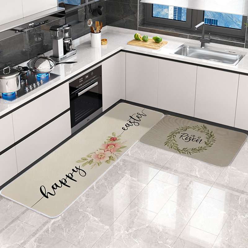  Ensemble de tapis de cuisine de Pâques 2 pièces Tapis de fête de Pâques à profil bas, C