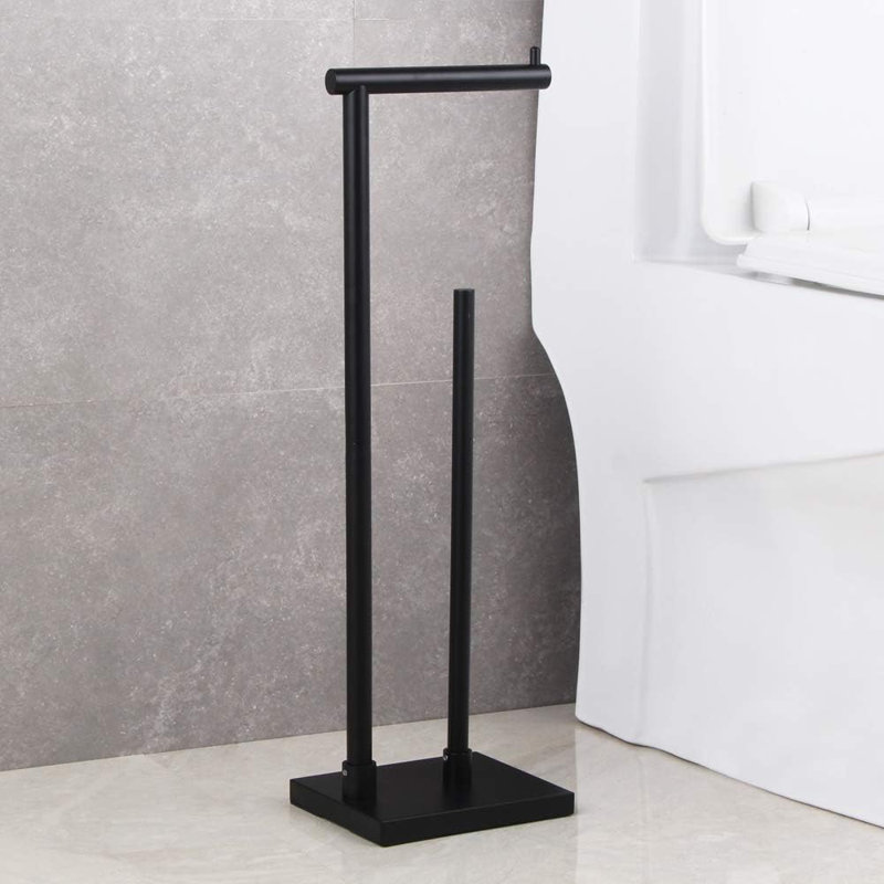 Porte-papier hygiénique autoportant moderne avec rangement de réserve, porte-papier hygiénique en acier inoxydable Sus304 durable, conception peu encombrante pour la maison ou le bureau
