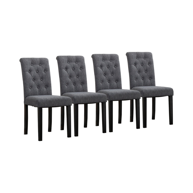 Brainard 46cm H Tufted Upholstered Side Chair, Grey, 4