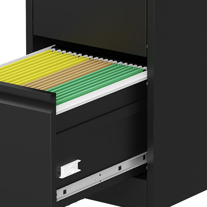 Classeur vertical verrouillable à 4 tiroirs en métal sur roulettes - Armoire verrouillable robuste pour la maison et le bureau, P 17,71 po x l 15,16 po x H 52,28 po
