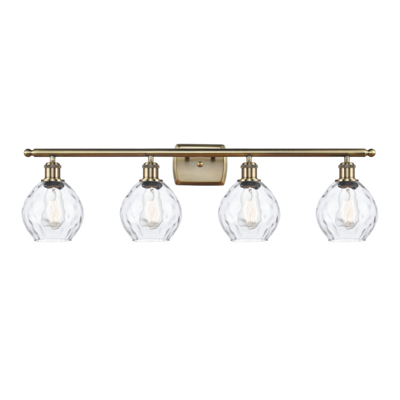 Éclairage pour meuble-lavabo 4 lumières à intensité variable en laiton antique Wingate, DEL