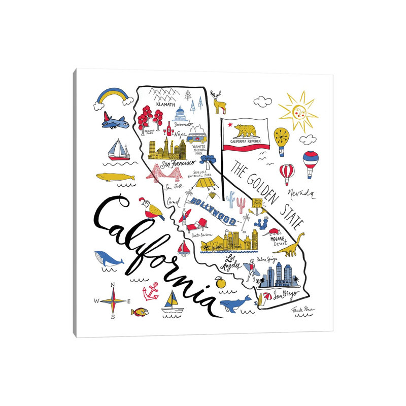 California 1 Piece Wrapped Canvas Painting, 30.48 cm H x 30.48 cm W