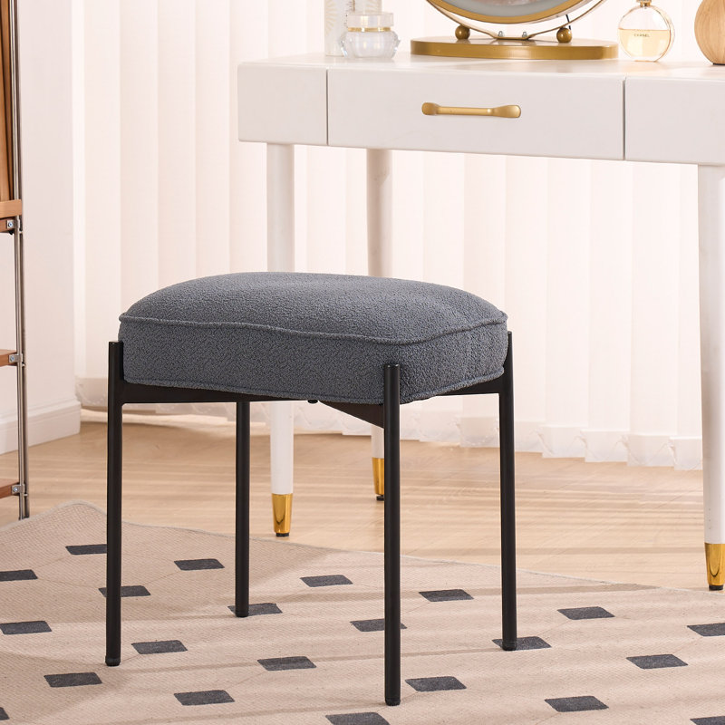 Romere Tabouret de coiffeuse rembourré en tissu avec pieds en métal, Gris foncé