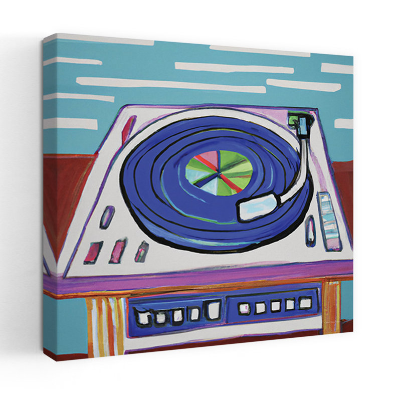 «Groovy Turntable», art abstrait rétro, H 48 po x l 48 po