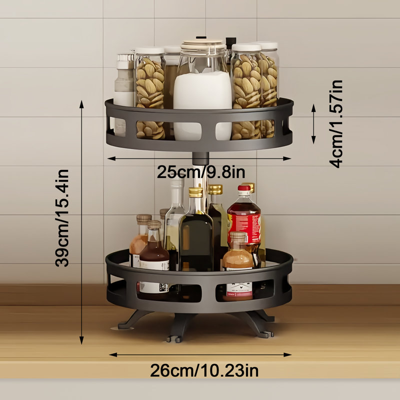 Versatile Metal Rotating Spice Rack Organizer, 360° Rotation & Space-Saving, Perfect for Kitchen, Bathroom, Countertop Organization(2 - Tier)