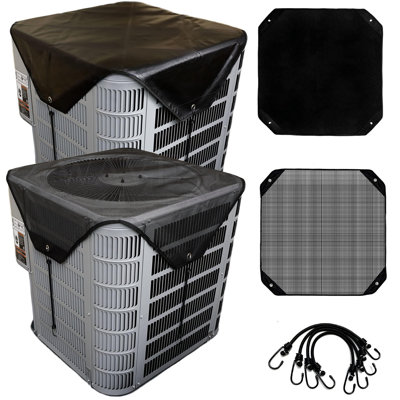 2 (Two) Central Air Conditioner Covers For Outside Units 36 X 36 Inch - 1 (One) Top Universal Mesh Cover And 1 (One) Winter Waterproof Outdoor AC Defe by Arlmont & Co.