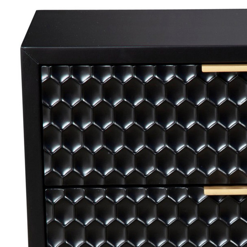 24'' W Nightstand, Black/Gold