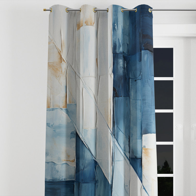 Avamaria - Abstract Grommet Curtain - Velvet Room Darkening - 1 panel, 52" W x 108" L, Golden Grommets