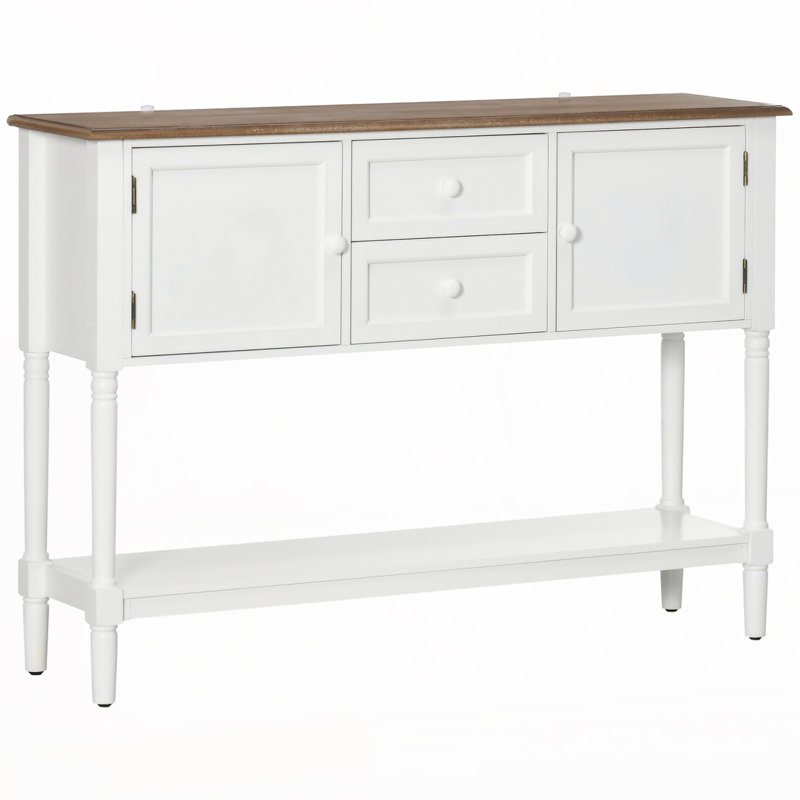 Console avec tiroirs, table d'entrée vintage avec 2 tiroirs, armoires et tablette inférieure