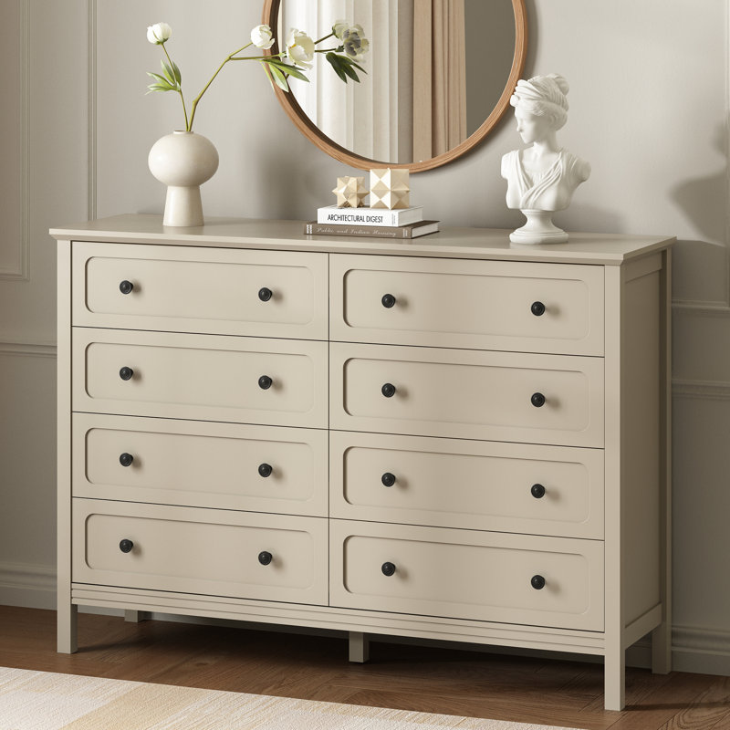 8 Drawers Dresser, 55.1" Wide Modern Chest Of Drawers With Metal Handle, Wooden Dresser TV Stand, Wood Drawer Organizer For Bedroom, Living Room, Hallway