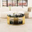 Table basse circulaire en acier inoxydable de style moderne et minimaliste moderne, comptoir en verre trempé noir, table basse de salon-220615713