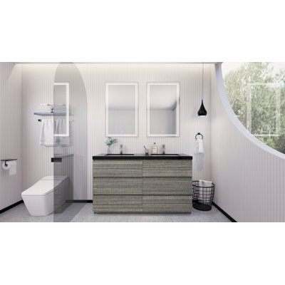 Santrice 59 " W Freestanding Standard Free Standing Single Double Vanity Bathroom Vanity With Acrylic Top