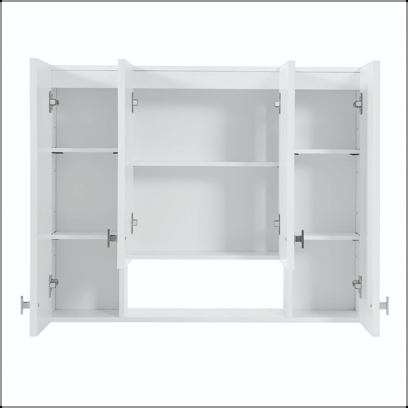 Armoire murale moderne avec 5 tablettes réglables et étagères ouvertes - blanc