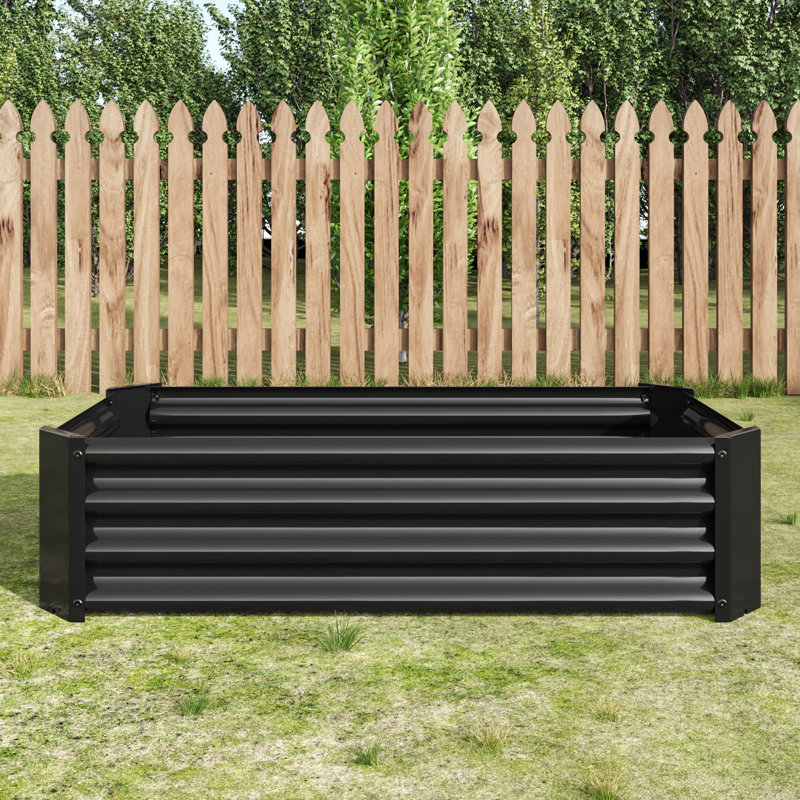 Jardinière en métal surélevée de 421 pi pour plantes et herbes, noir, lit de jardin durable, fleurs rectangulaires, plantes, légumes antirouille, facile à assembler