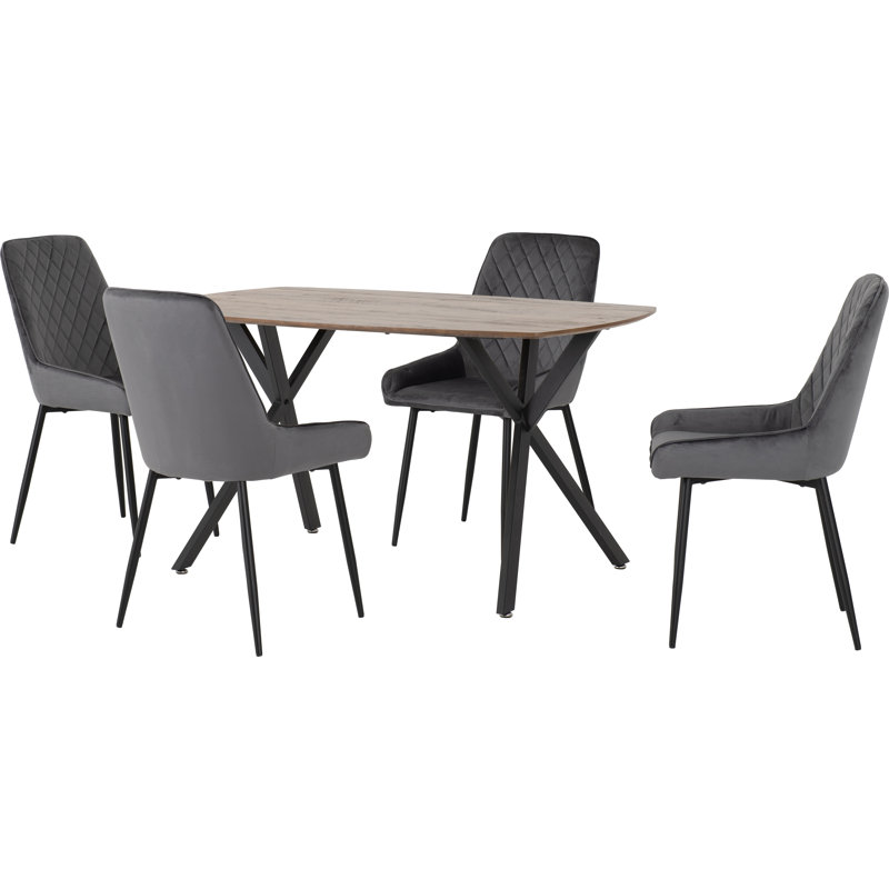 Mizel 4 - Person Dining Set, Grey, Medium Oak