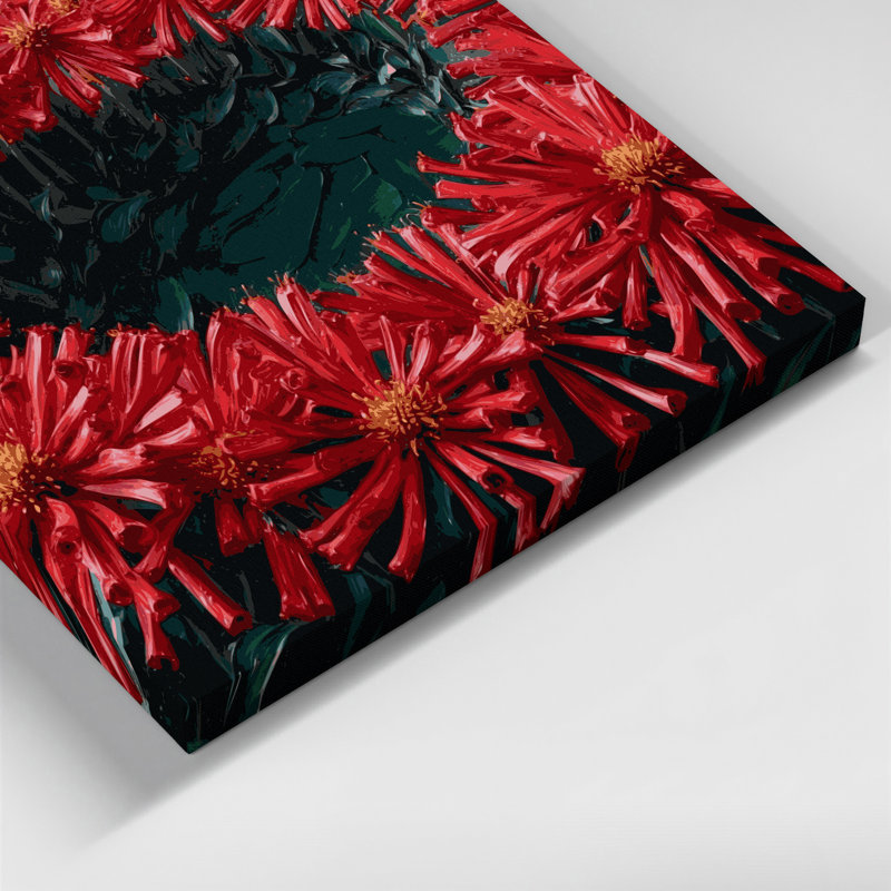 «Botanical Bee Balm», art mural sur toile bleue, H 11 po x l 14 po