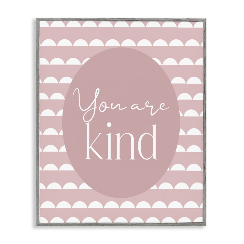 «You Are Kind Blush» rose, estampe numérique, design par Christine Simpson Art, Giclée de ferme grise encadrée