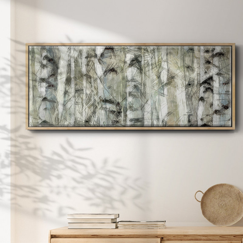 Birch II- Framed Canvas, 8" H x 20" W