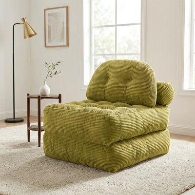 Fauteuil convertible 4 en 1, canapé-lit portatif en velours côtelé avec fond antidérapant et fauteuil peu encombrant pour petits appartements et salons