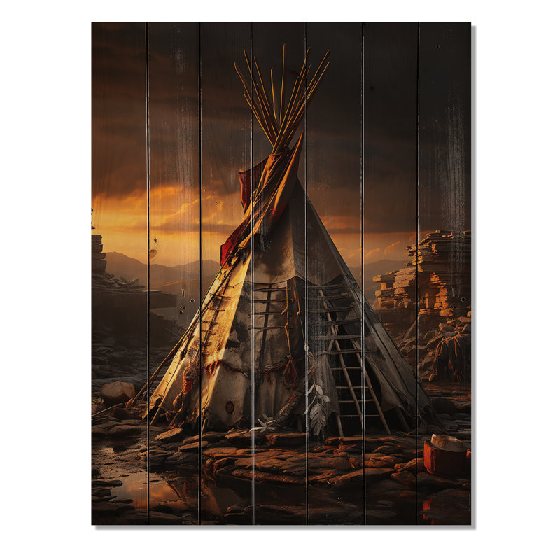 «Tipi Soulful Sanctuary» beige sur fond noir, H 32 po x l 24 po x P 0,78 po