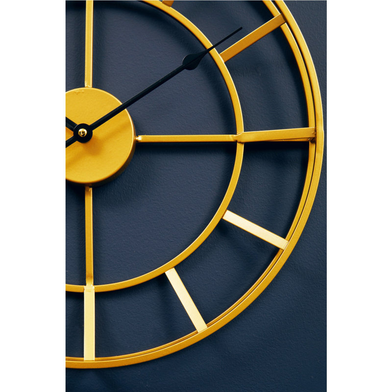Nekoma Metal Wall Clock, Gold/Black, 40cm H x 40cm W x 5cm D 