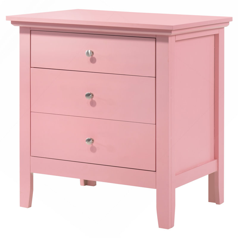 Charmante table de chevet rose avec rangement, Rose