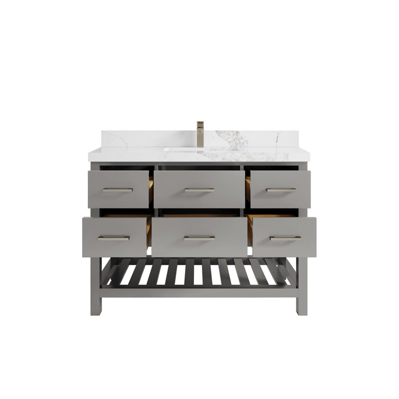 Parker 48'' Single Bathroom Vanity with Top, Calacatta Nuvo