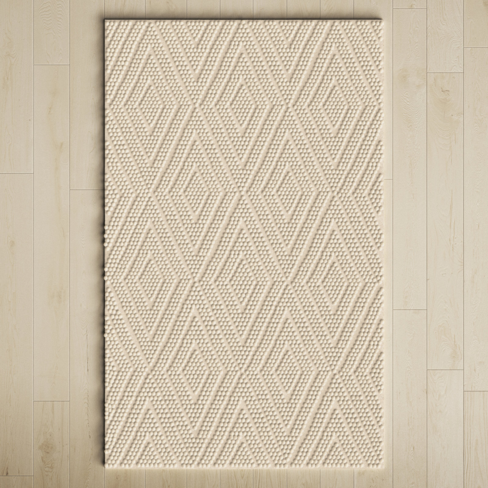 Elle Ivory Hand-Woven Geometric Rug, Rectangle 3' x 5'