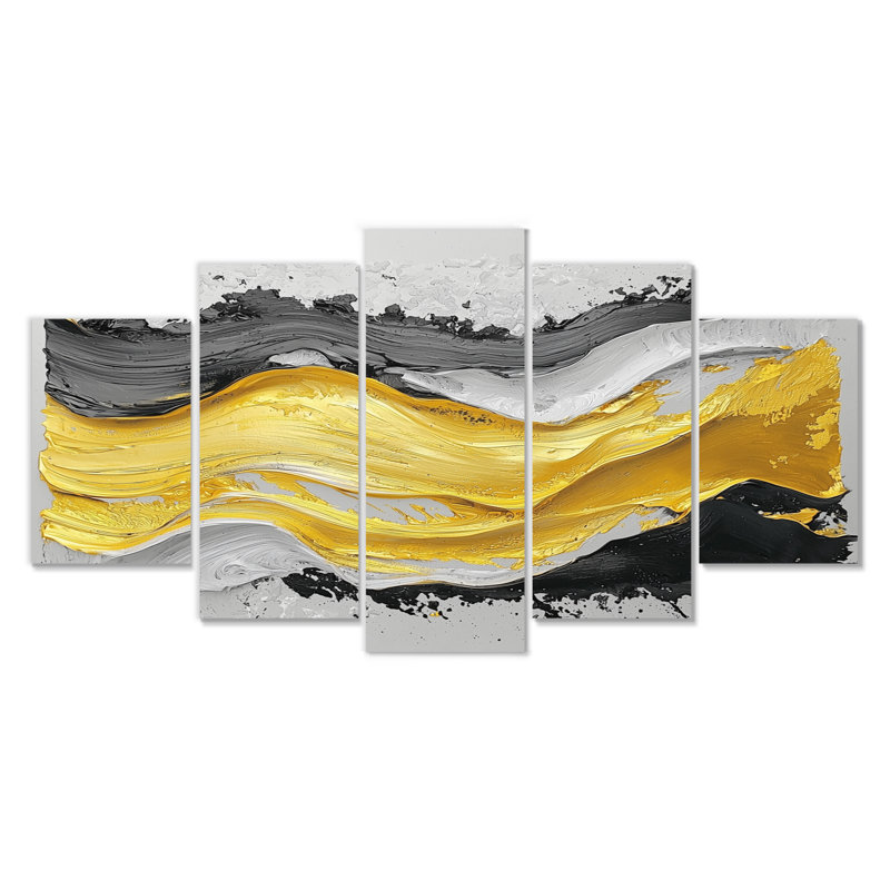 Fugue noire et noire en colo I - décoration murale néo-expressionniste jaune - art mural moderne diamant