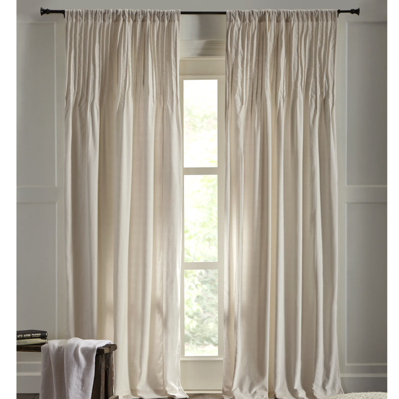 Ethan Semi Sheer Curtain, Ivory, 32" W x 96" L