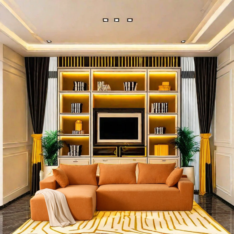 Canapé modulaire en L Minimalist, Chenille orange