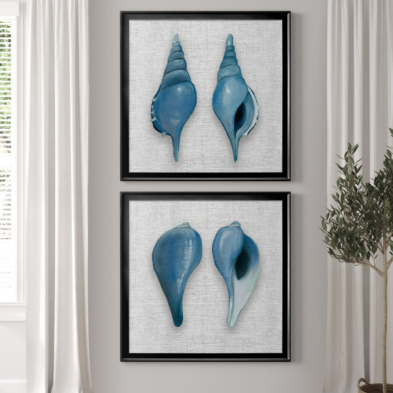 «By the Sea Front I», ensemble de 2 reproductions d'art encadrées, H 30,5 po x l 61 po x P 1,5 po, Toile avec cadre noir