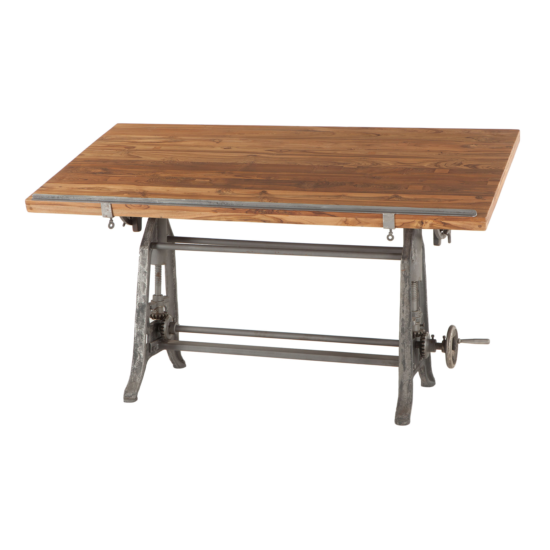 Antique Industrial Single-Pedestal Drafting Table