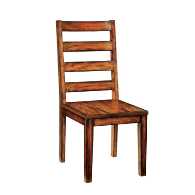 2 chaises de salle à manger industrielles en bois massif - finition chêne tabac, dossier de style avec placage