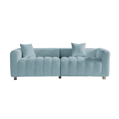 83.46'' Premium Velvet Sofa 3-Seater Loveseat, Modern Upholstered Couch With Metal Base Legs And 2 Pillows For Living Room, Bedroom.