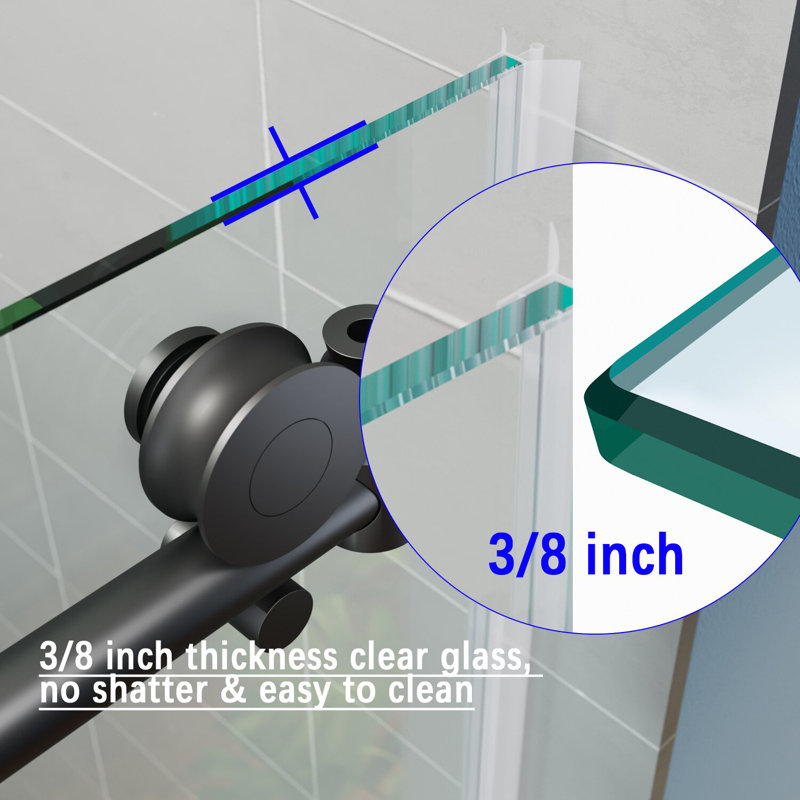 - W x 76'' H Single Added Door Frameless Shower Door with