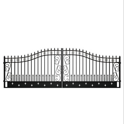 20 ft. W Steel Dual Swing Driveway Gate - STAR Style