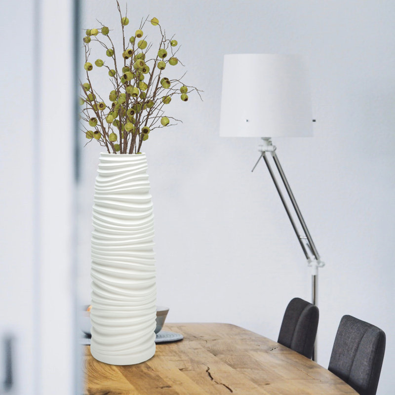 Vase de plancher en céramique, Moyen (H 20 po x l 6,5 po x p 6,5 po), Blanc