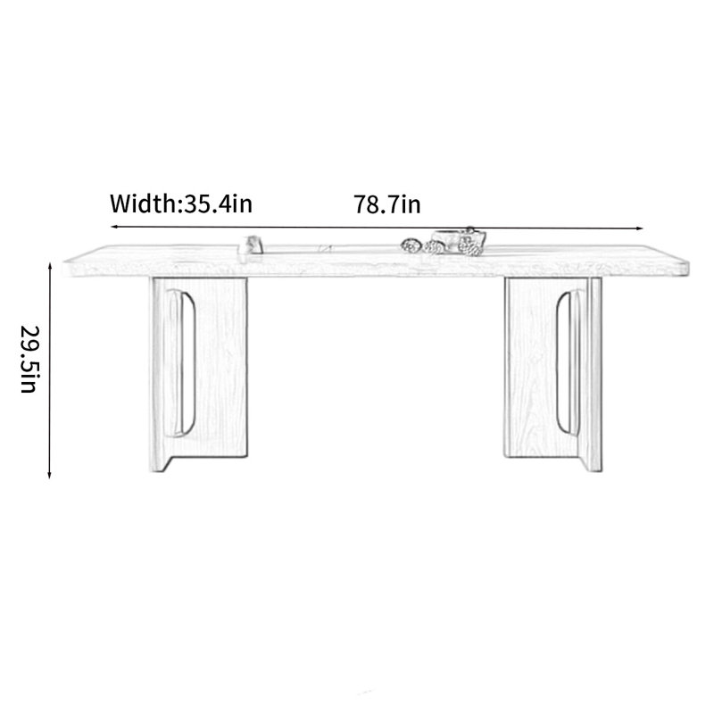 Table de salle à manger Rock Plate, H 29,5 po x L 78,7 po x l 35,4 po