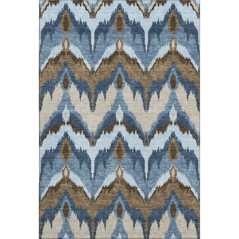 Premium Machine Washable Prisco Blue Rug, Rectangle 2'6" x 3'10"