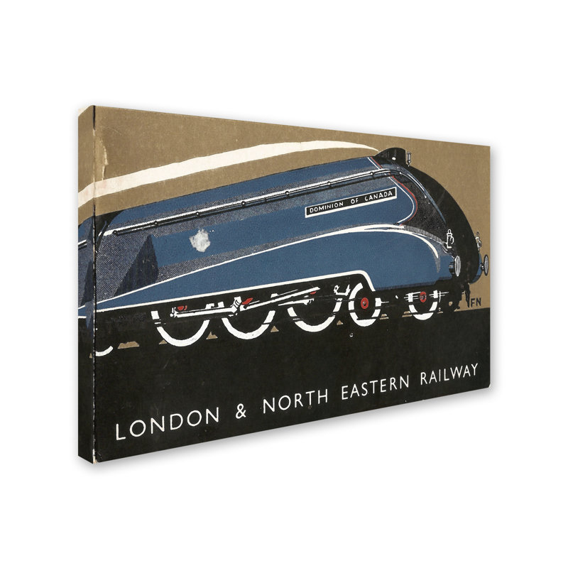 Vintage Blue and Brown Railway Canvas Wall Art