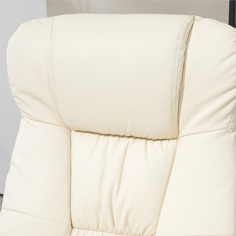 Fauteuil de bureau inclinable et table de salle à manger classique en similicuir blanc avec siège inclinable et pivotant