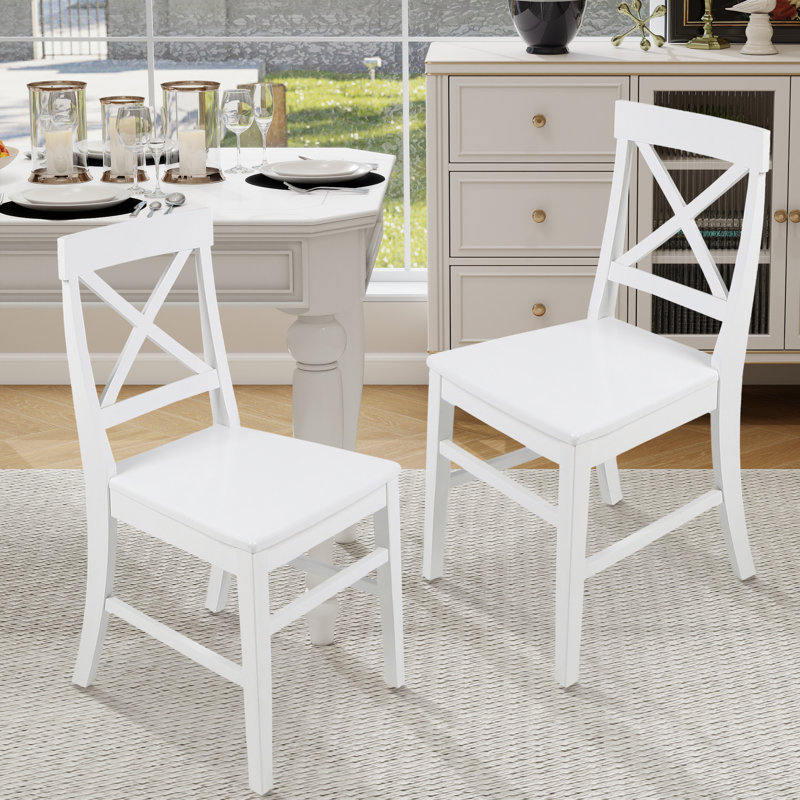 Ensemble de 2 chaises en bois d'acacia, Blanc