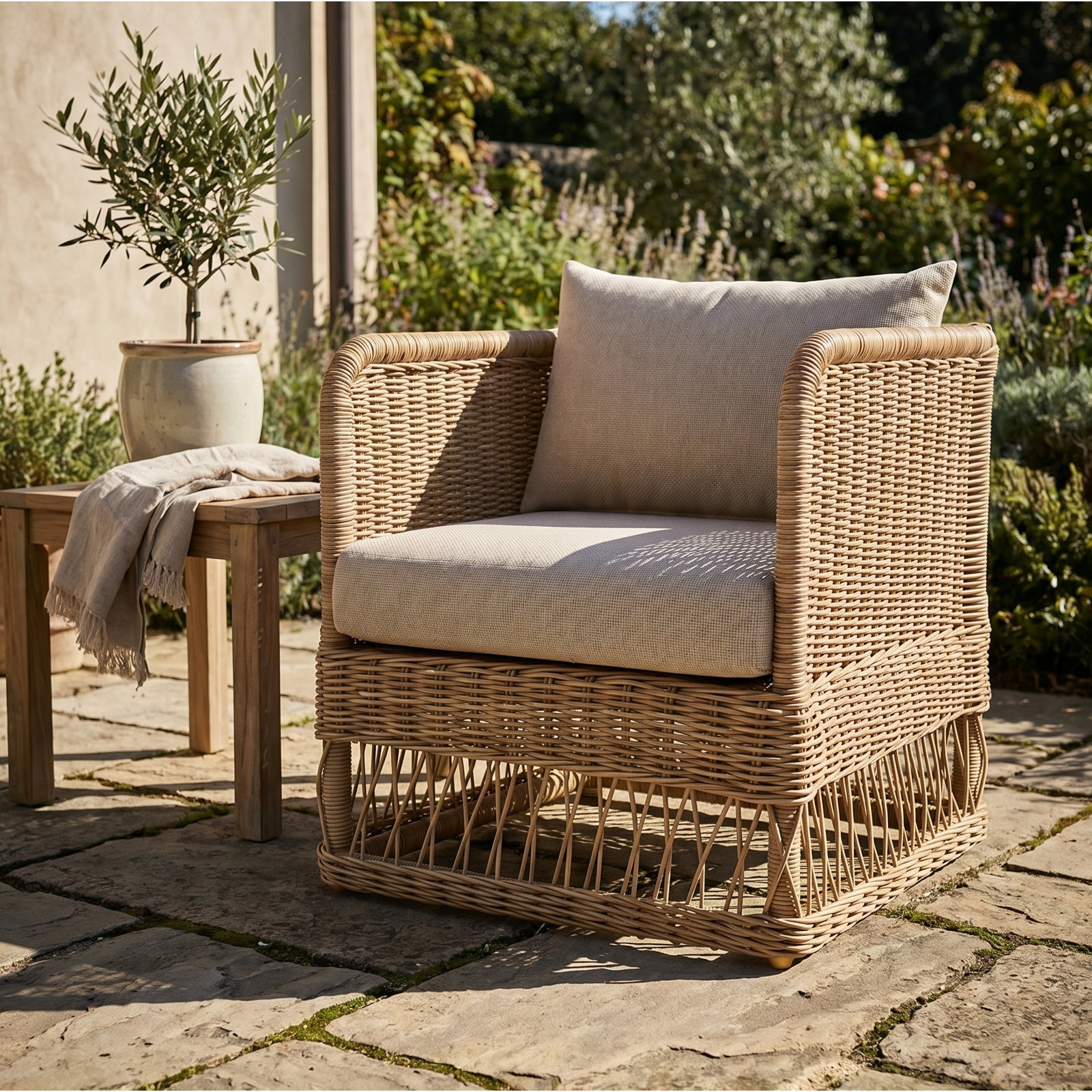 Margot Pebble Outdoor Patio Club Chairs, Brown, Bliss Linen