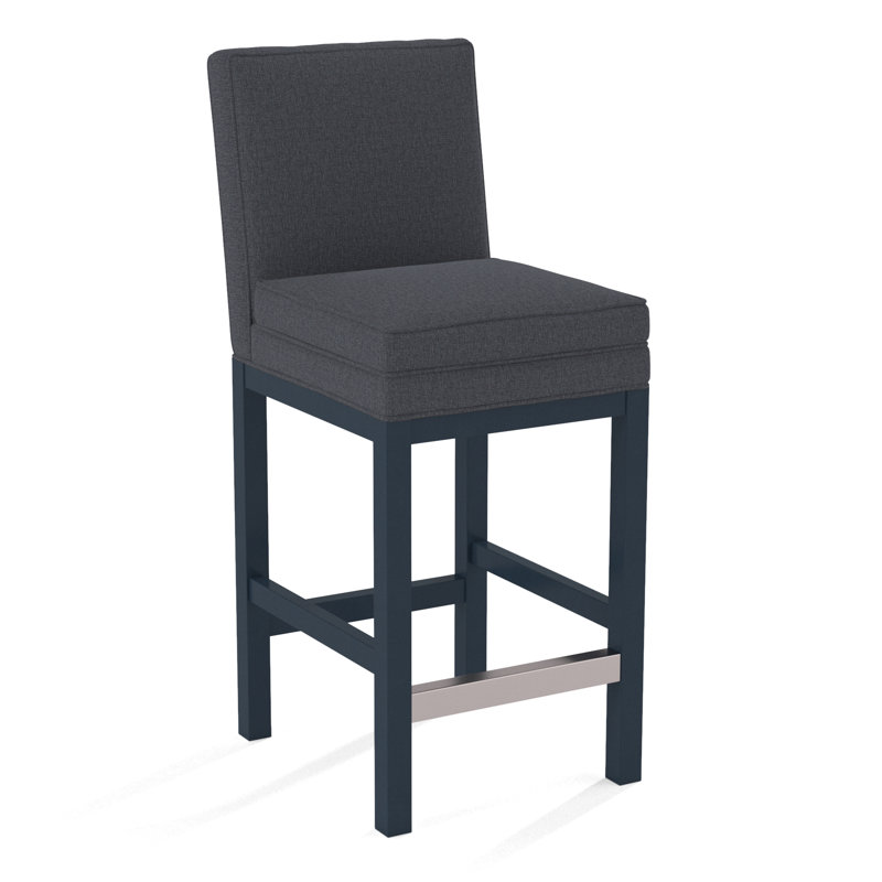 Upholstered Stool, Basic Grey; 0317-83, Navy Finish