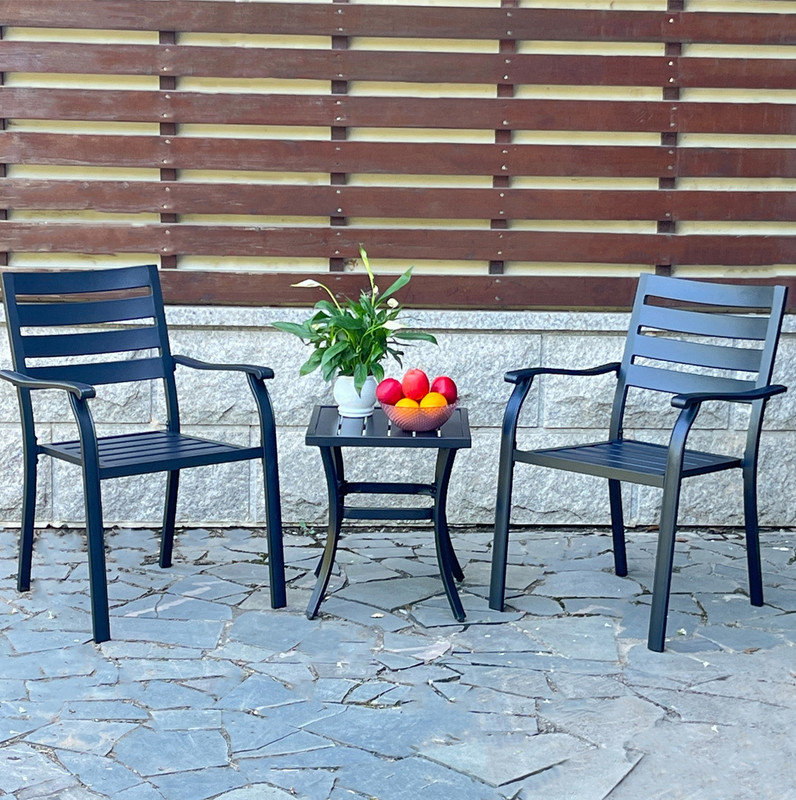 lron Terrace Dining Chairs, a Set of 2 Black Color Outdoor Chairs, Bistro Metal Chairs, All-Weather Outdoor Metal Dining Chairs, Suitable for Gardens, Terraces, and Swimming Pool
