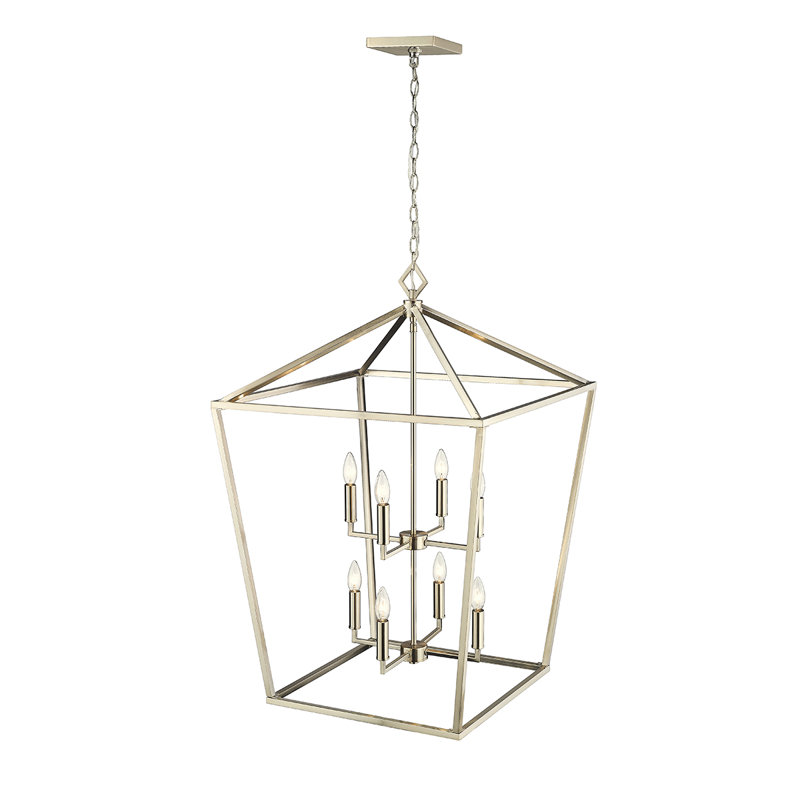 8 - Light Dimmable Lantern Geometric Chandelier, Gold
